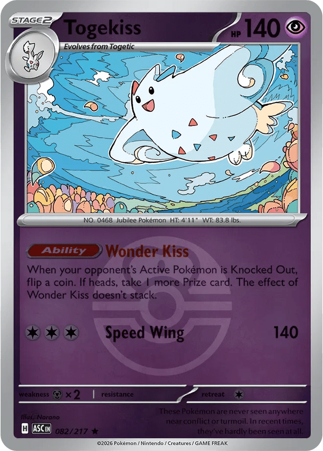 Togekiss (Love Ball) Ascended Heroes Rare • 082/217 Reverse Holofoil by Shark Pop Culture on MYNTED
