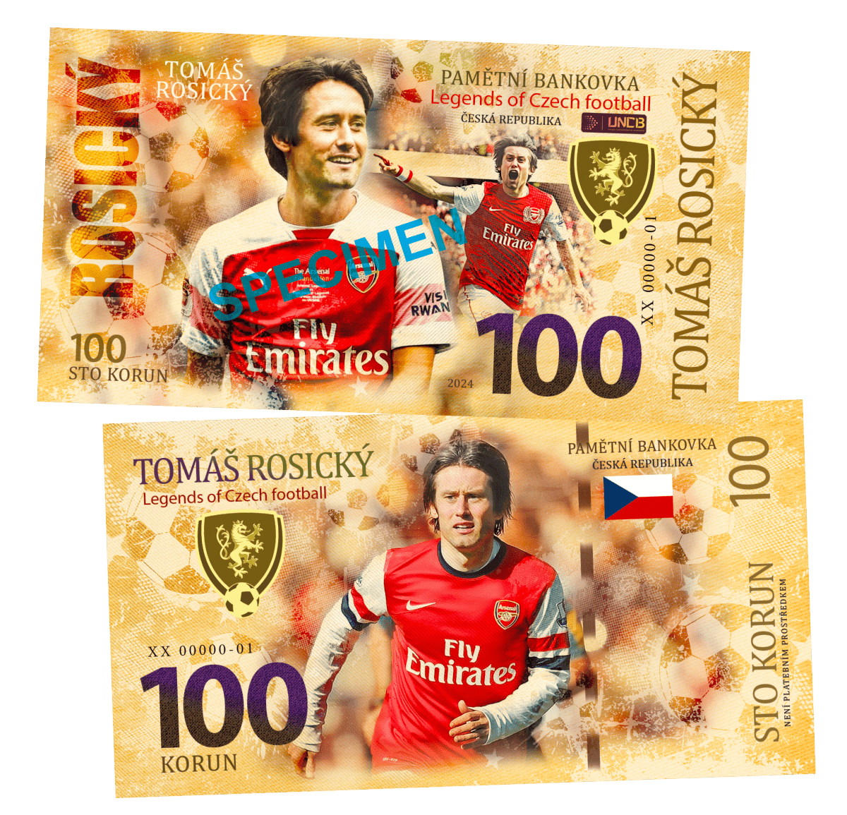 Tomas Rositcky - SPECIMEN 100 Korun UNCB banknote by UNCB on MYNTED