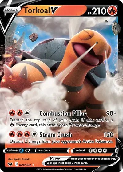 Torkoal V Sword & Shield Base Set Ultra Rare 024/202 by PokeSource on MYNTED