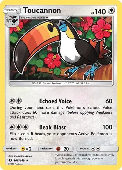 Toucannon 108 · Reverse Holofoil (Sun & Moon Base Set) 1 by Aibee TCG on MYNTED