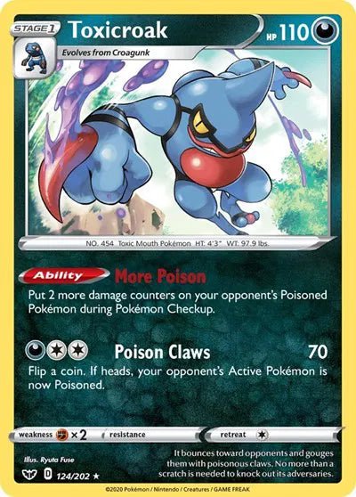 Toxicroak (Holofoil) Sword & Shield Base Set Holo Rare 124/202 by PokeSource on MYNTED