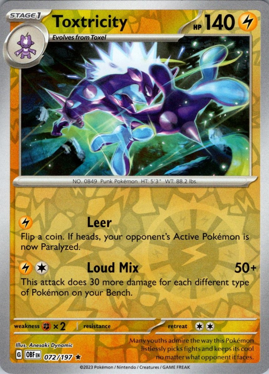 Toxtricity [Reverse Holo] 72 Pokemon Obsidian Flames by Moe‘s Vault on MYNTED