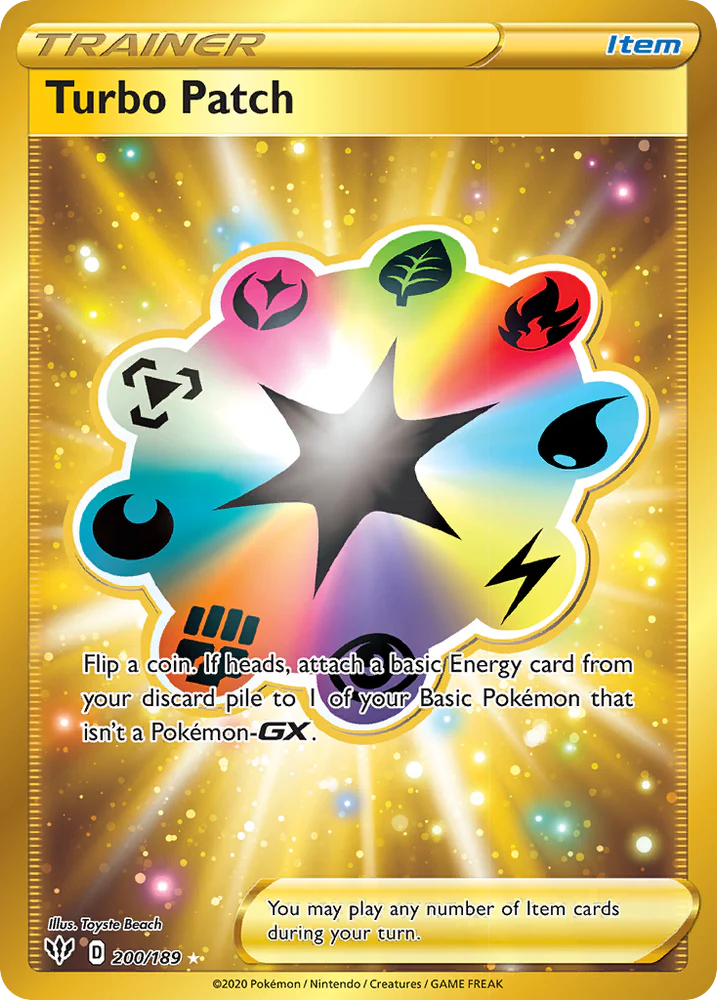 Turbo Patch - 200/189 - Pokemon Darkness Ablaze Sword & Shield Secret Rare NM by Falconloot on MYNTED