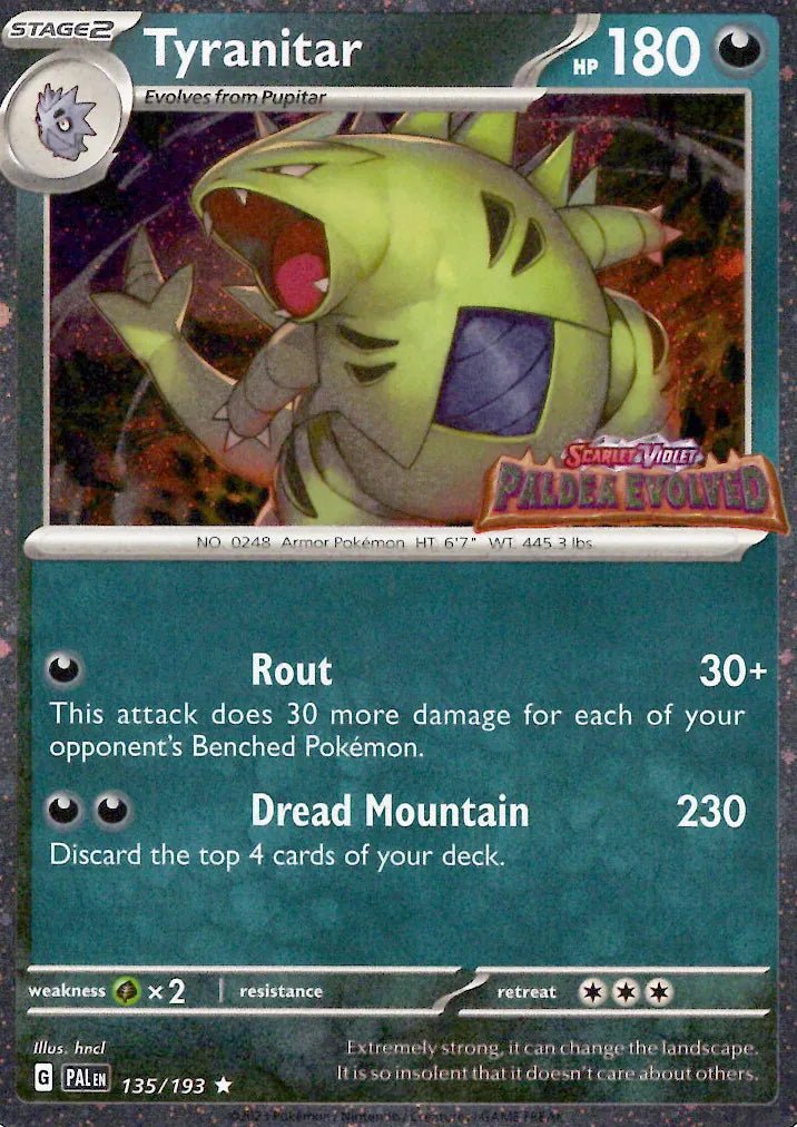 Tyranitar - 135/193 - Paldea Evolved Stamped by The Archive Stop on MYNTED
