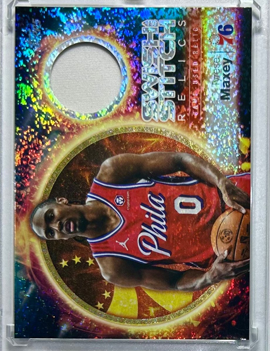 Tyrese Maxey 2025 Topps Swish and Stitch Relics Holo Foil by Rip and Collect on MYNTED