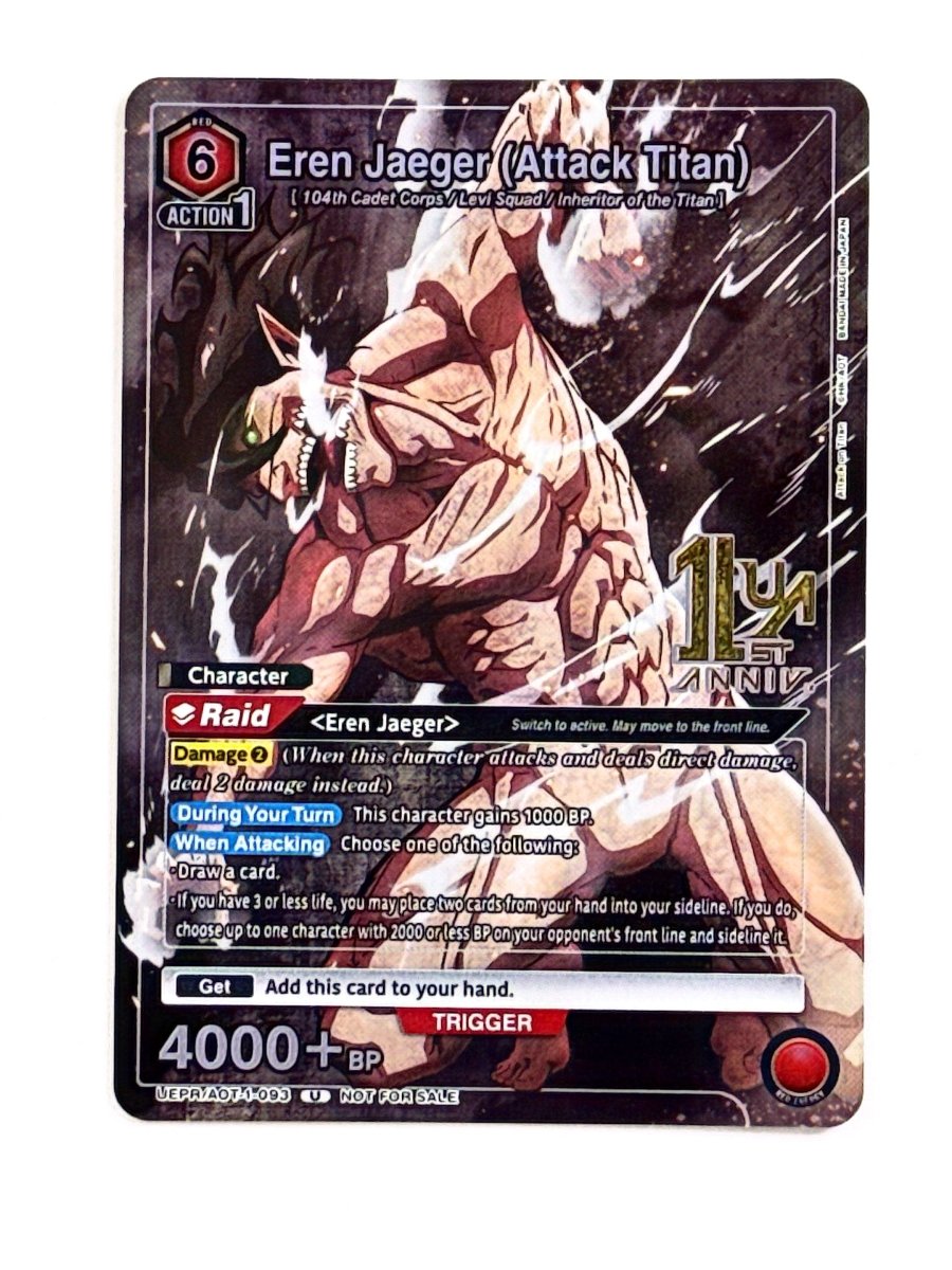 Union Arena - Eren Jaeger (Attack Titan) - 1st Anniversary Gold Stamp (093) - Union Arena Promotion Cards (UEPR) by TCGDON on MYNTED
