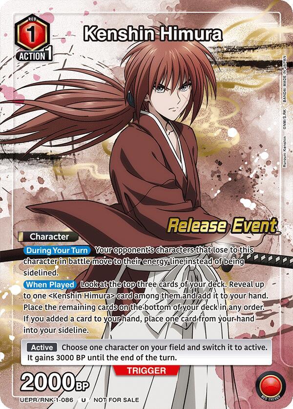 Union Arena - Kenshin Himura (Release Event Participation) - UE11BT: Rurouni Kenshin Release Event Cards (UE11BT_RE) by TCGDON on MYNTED
