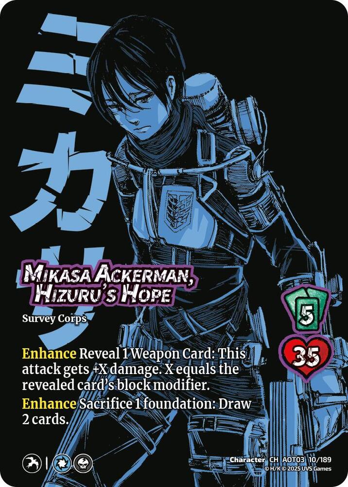 UniVersus Attack on Titan: Apocalypse AOT03 Mikasa Ackerman, Hizuru's Hope by Apex Cards on MYNTED