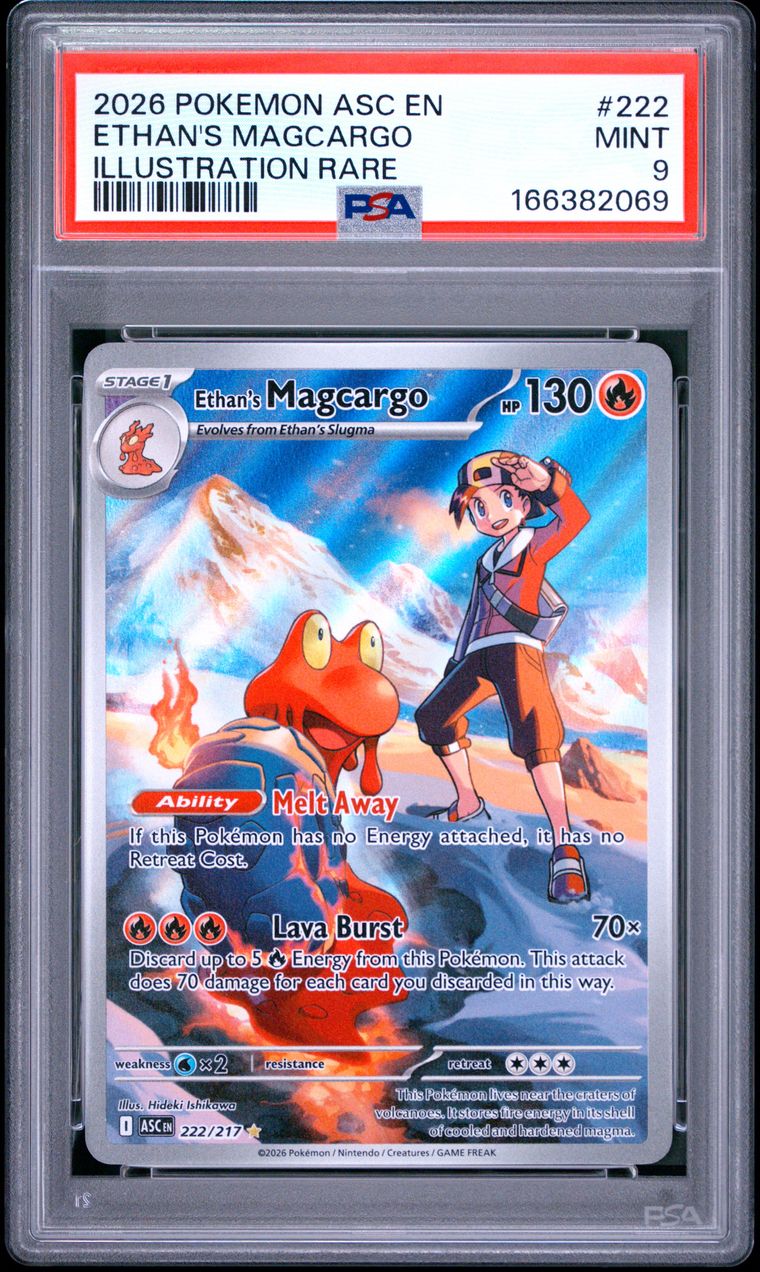 PSA 9 Ethan's Magcargo Ascended Heroes Illustration Rare 222/217