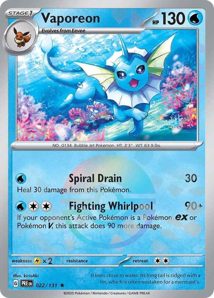 Vaporeon - 022/131 (Poke Ball Pattern) - SV: Prismatic Evolutions (PRE) by SAFAQATI on MYNTED