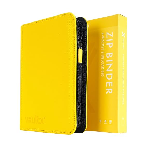 Vault X - 4 Pocket Trading Card ZIP Binder - 20 Side Loading Pages - 160 Cards (Yellow) by The Archive Stop on MYNTED