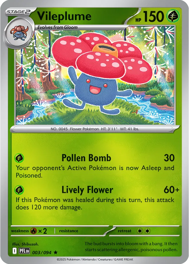 Vileplume Phantasmal Flames Rare • 003/094 Reverse Holofoil by Pokezero on MYNTED