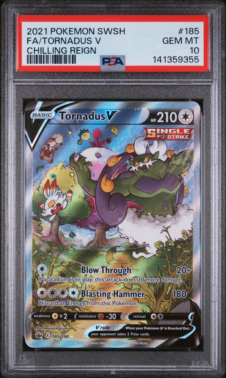 PSA 10 Tornadus V (Alternate Full Art) Chilling Reign Ultra Rare 185/198