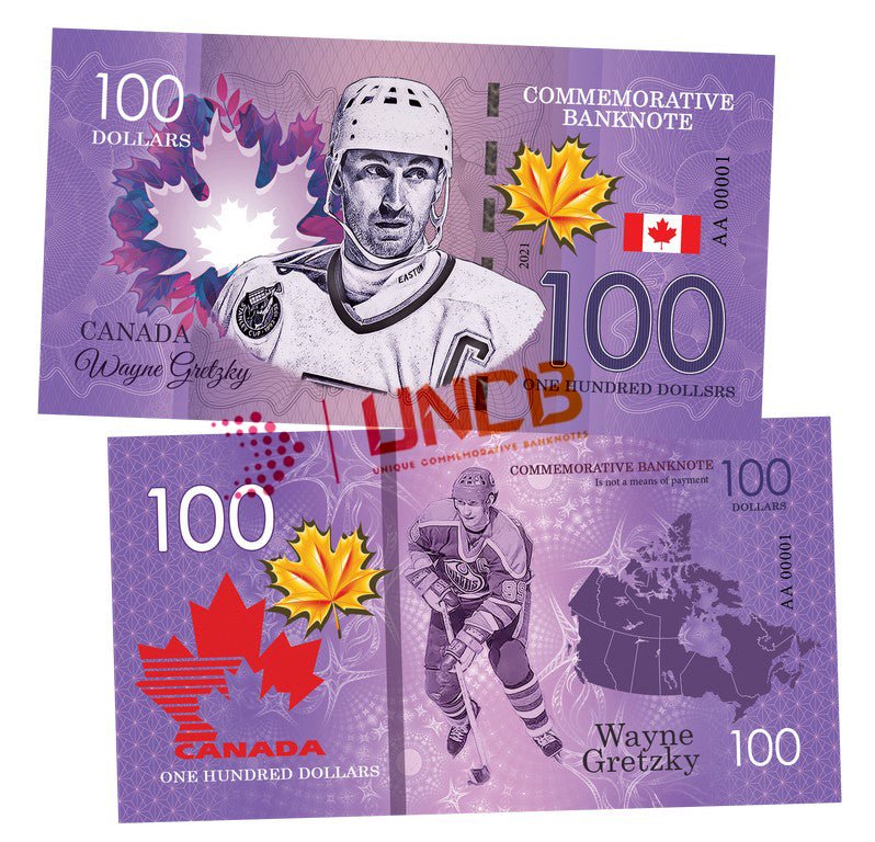 WAYNE GRETZKY 100 Dollars UNCB banknote by UNCB on MYNTED