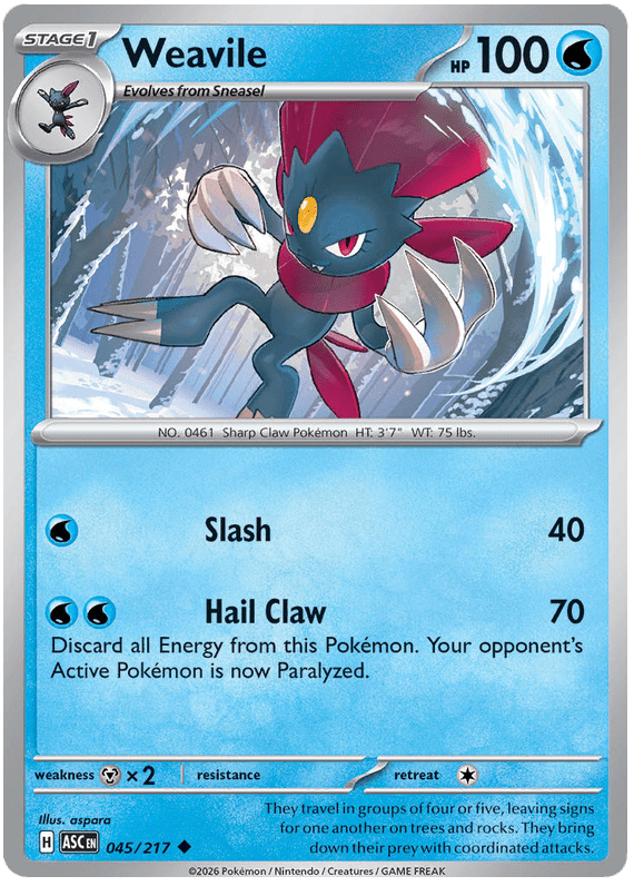 Weavile 045/217 Uncommon | Mega Evolution – Ascended Heroes by Worth the XP on MYNTED