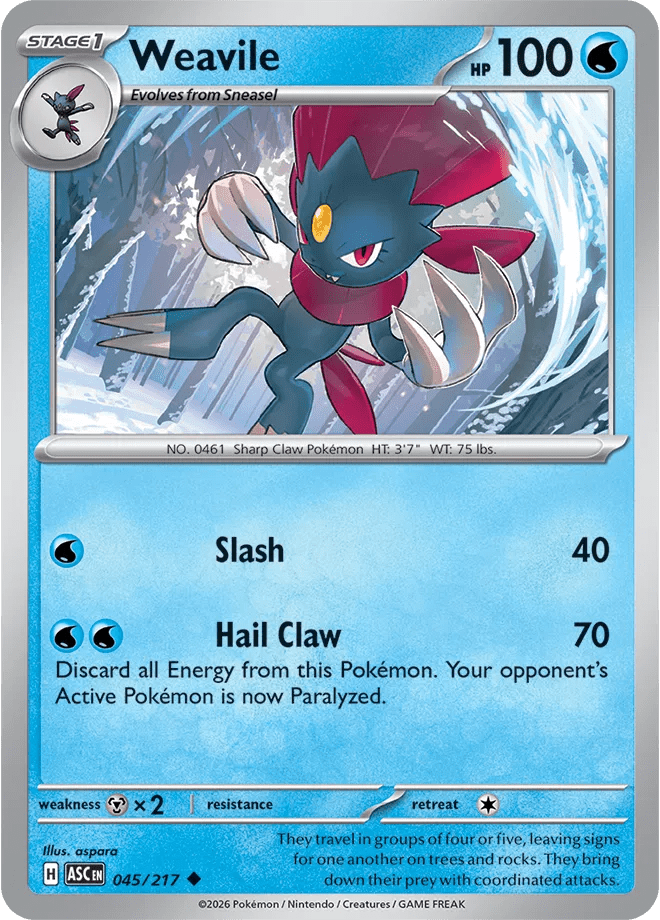 Weavile Ascended Heroes Uncommon 045/217 by PokeMagic on MYNTED