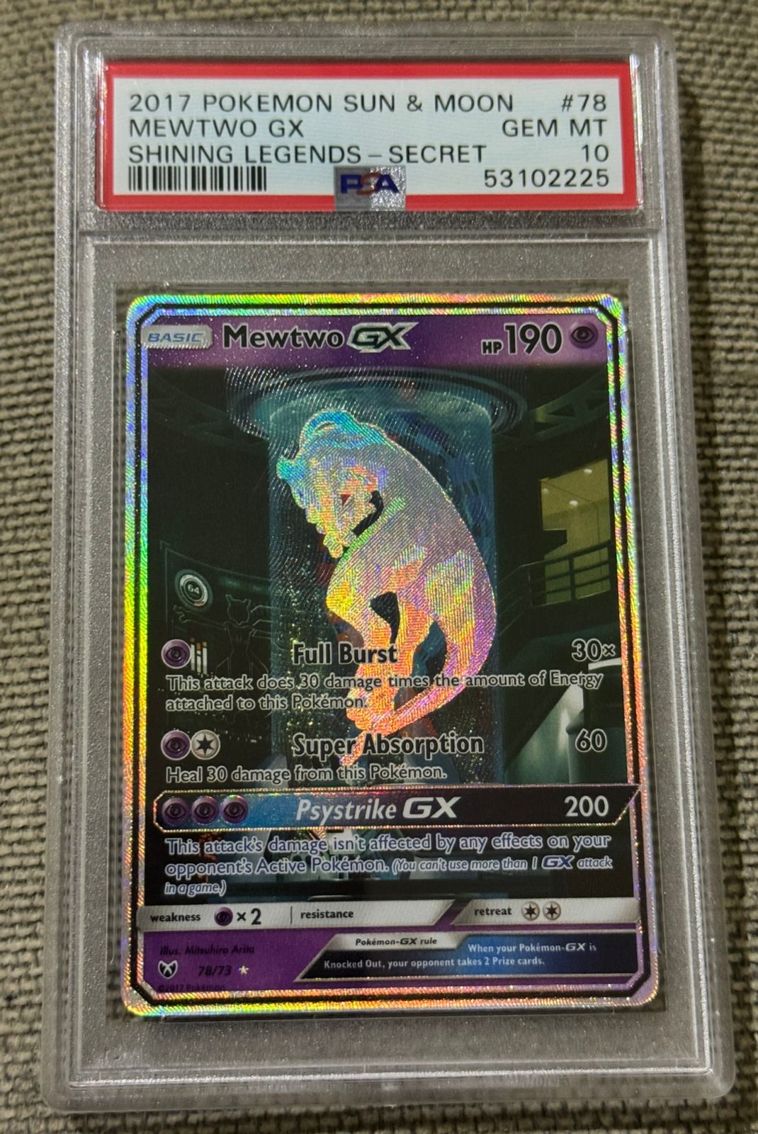PSA 10 Pokémon Mewtwo #78 Secret Rare (Mewtube)