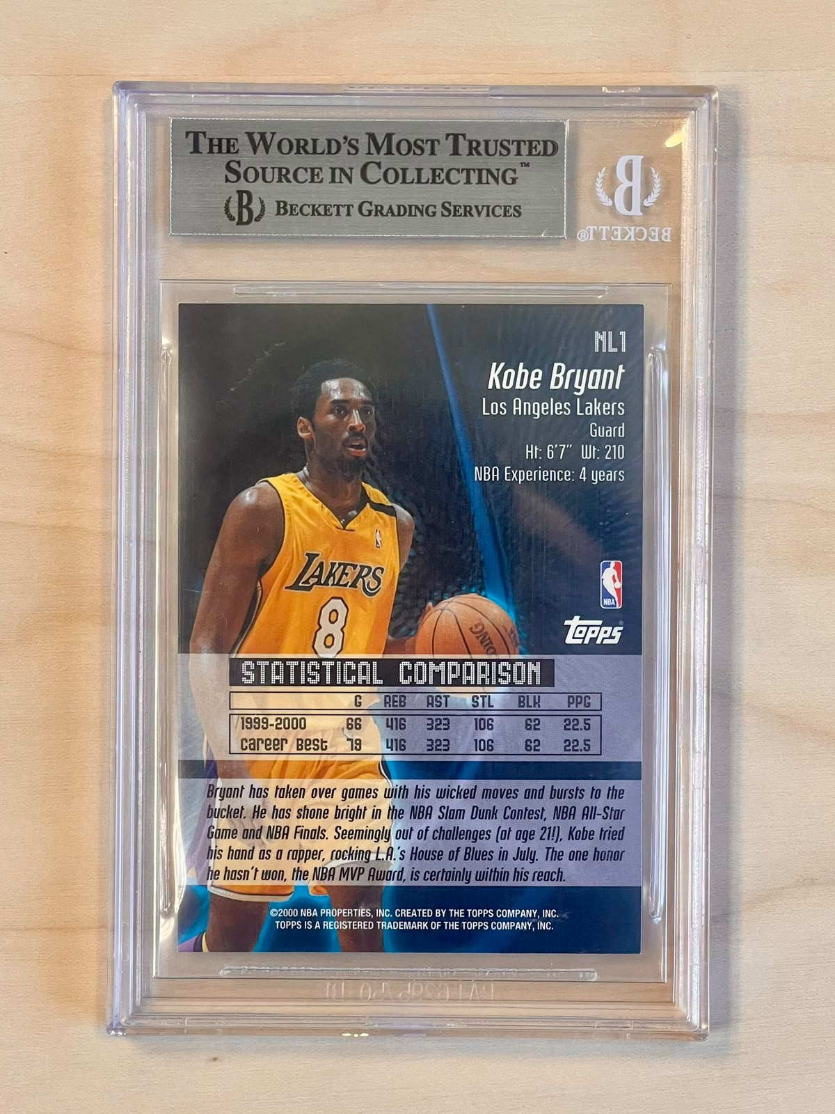 2000-01 Topps Kobe Bryant #NL No Limit BGS 8.5