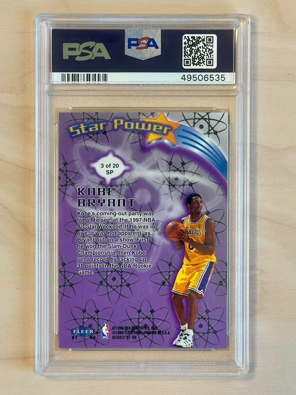 1997-98 Fleer Ultra Kobe Bryant #3 Star Power PSA 9