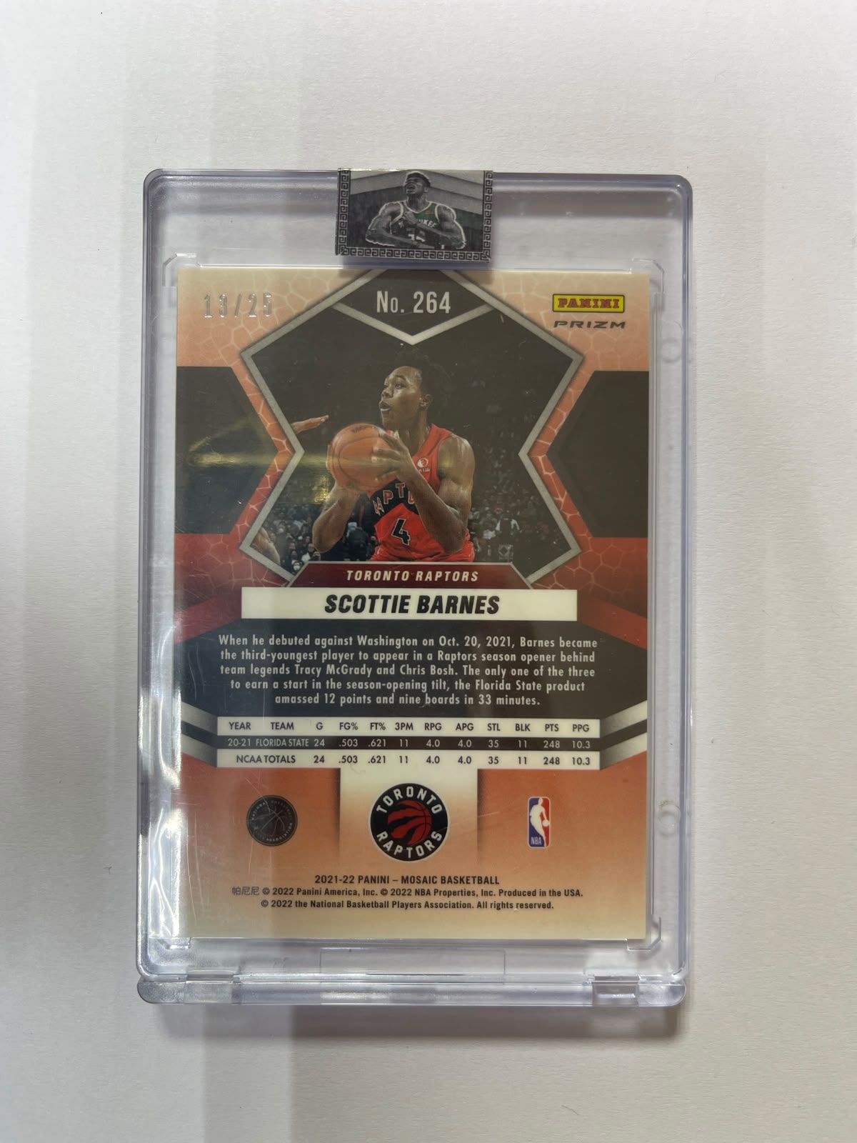 Scottie Barnes RC /25 - 2021-2022 Panini Mosaic White Prizm