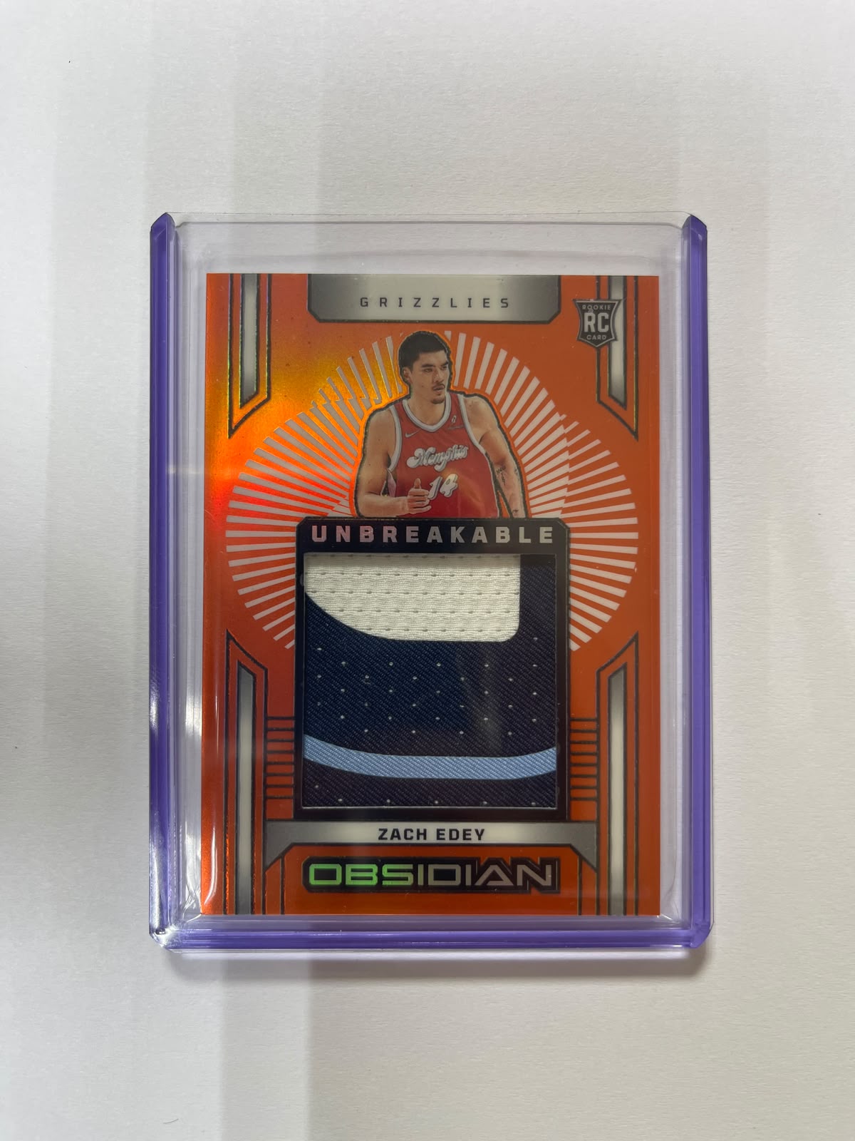 Zach Edey RC /99 - 2024-25 Panini Obsidian Unbreakable Orange Flood