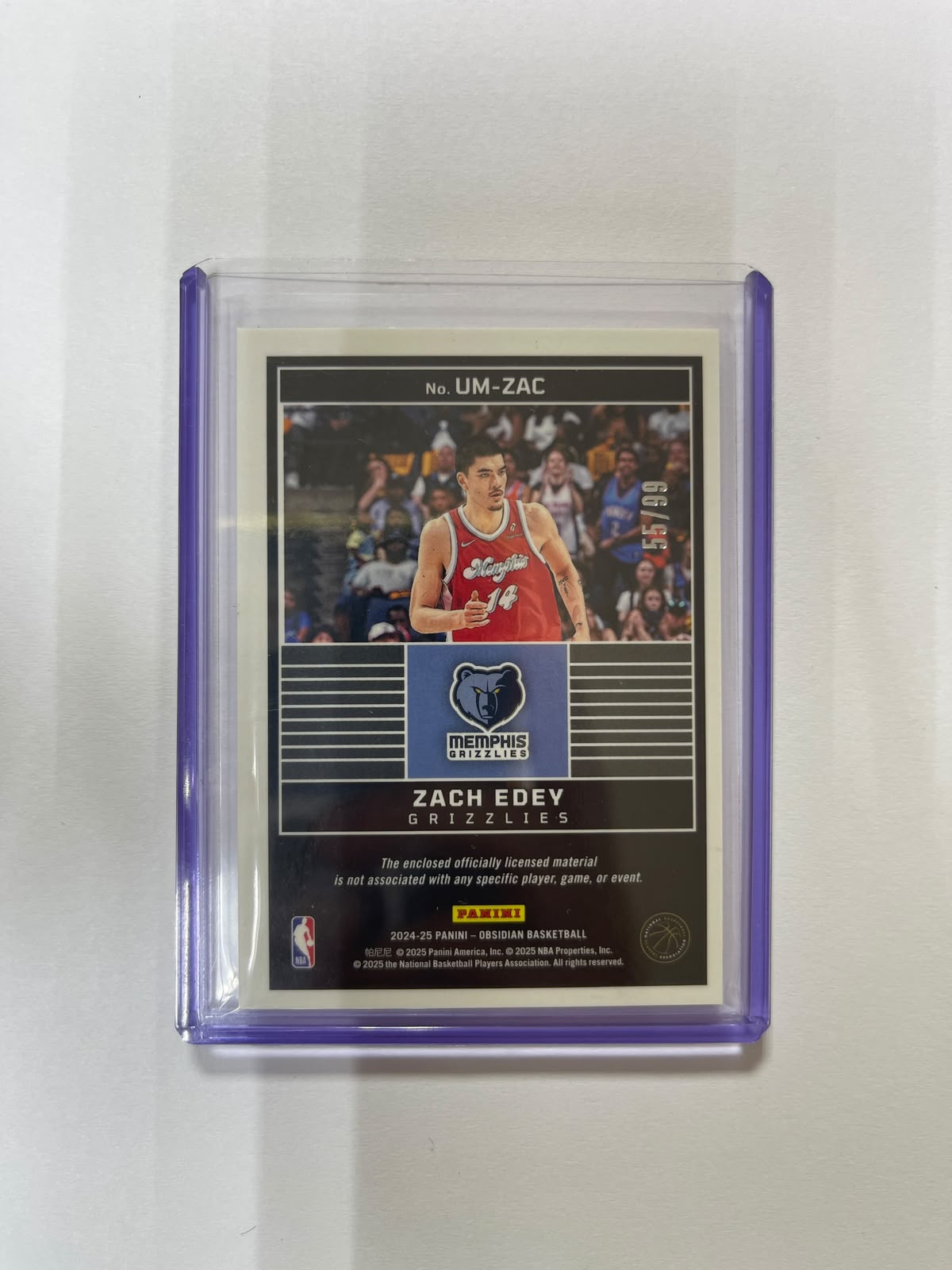 Zach Edey RC /99 - 2024-25 Panini Obsidian Unbreakable Orange Flood