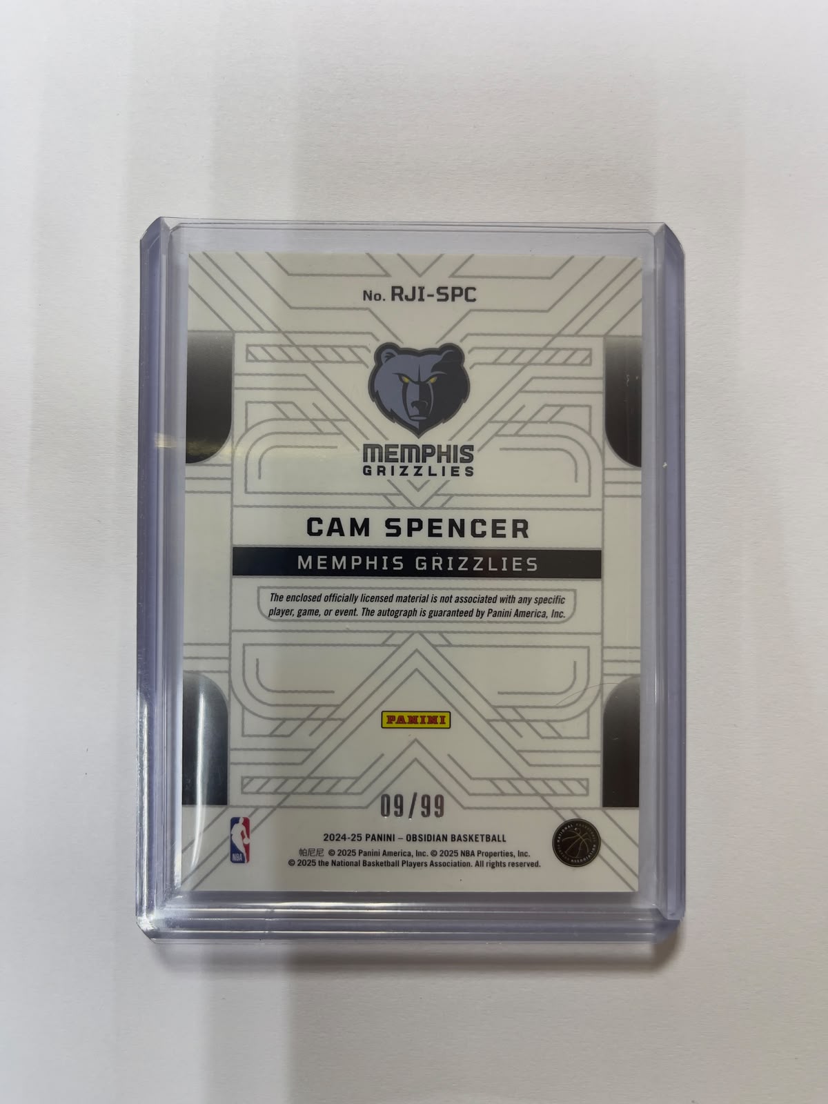 Cam Spencer RC Auto Patch /99 - 2024-25 Panini Obsidian