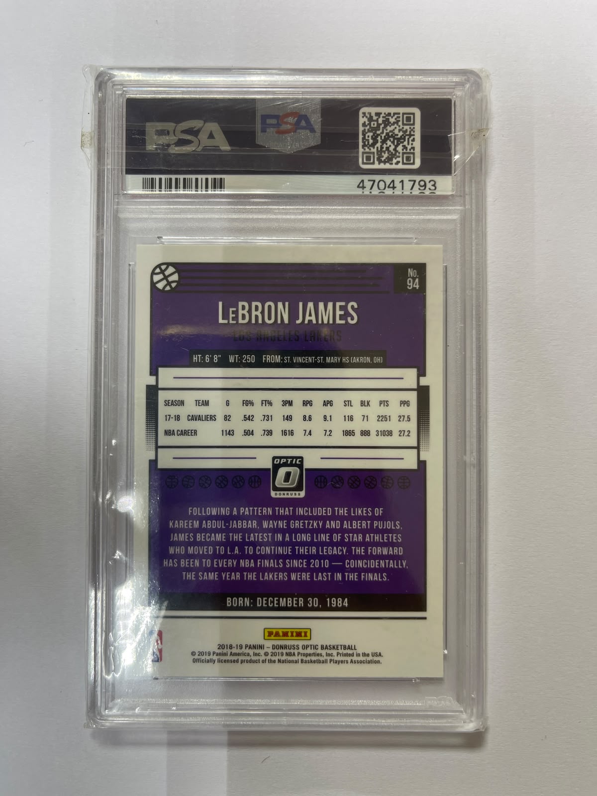 LeBron James - 2018-2019 Panini Donruss Optic PSA 9