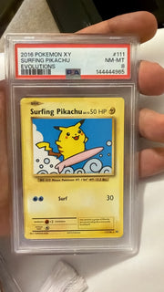 2016 POKEMON X Y SURFING PIKACHU #111 NM MT - PSA 8