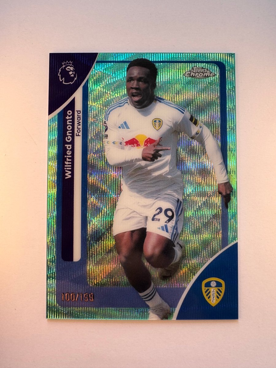Wilfried Gnonto 106 Aqua Wave Refractor 100/199 — 2026 Topps Chrome Premier League — Leeds United by KitRoom Cards on MYNTED