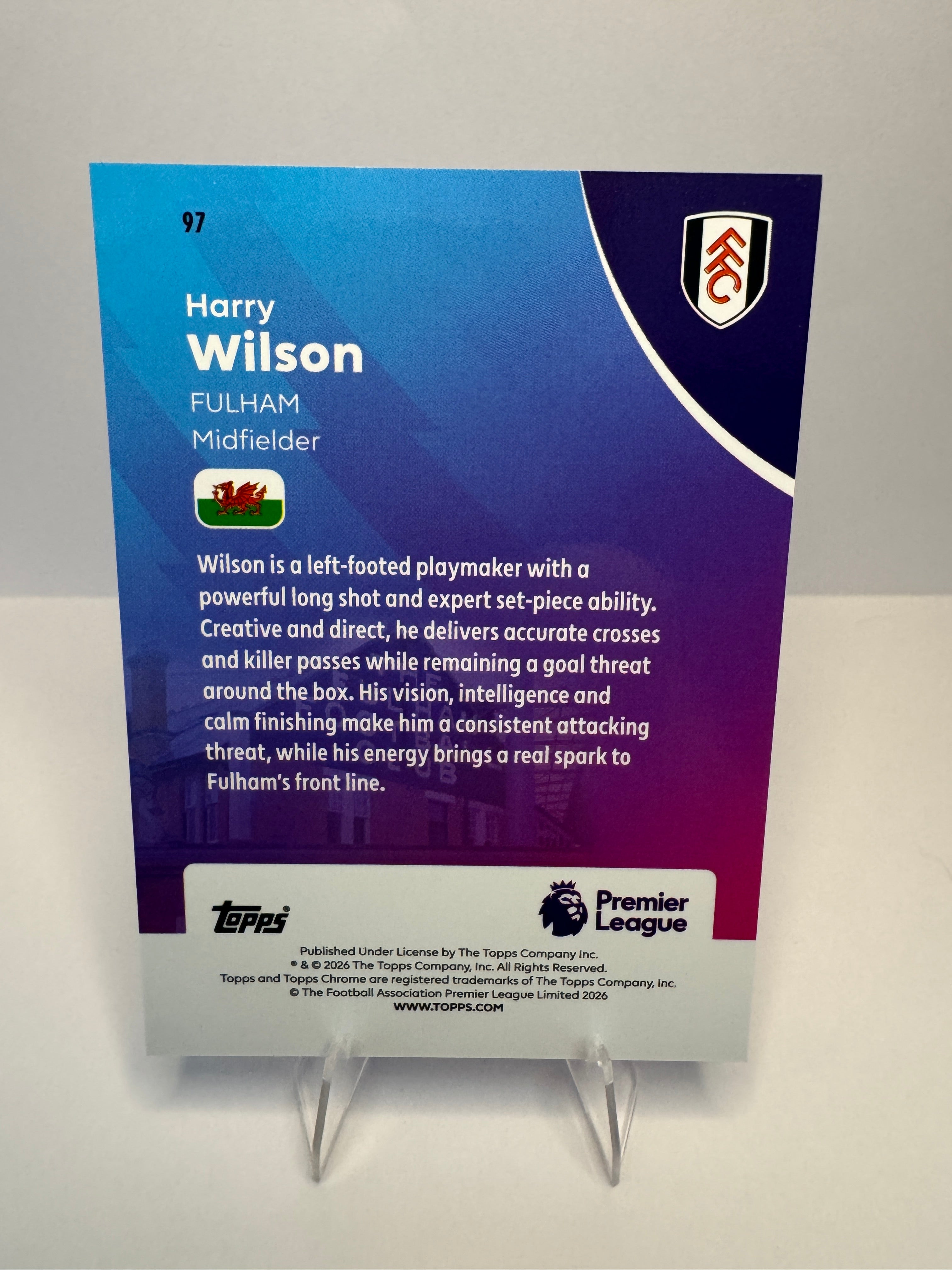 Harry Wilson #97 Purple Refractor /250 — 2024-25 Topps Chrome Premier League — Fulham
