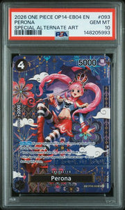 One Piece TCG: OP14-EB04-THE AZURE SEA'S SEVEN #093 PERONA SPECIAL ALTERNATE ART PSA 10
