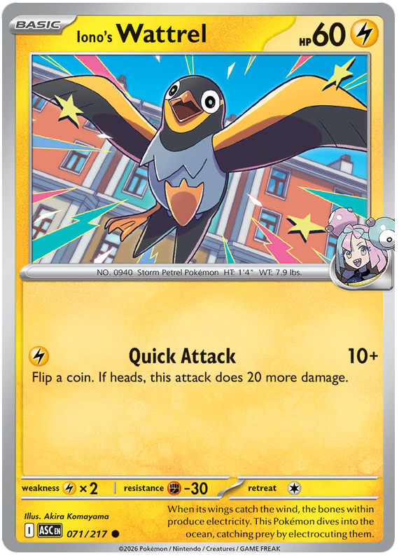 Iono's Wattrel #071/217 Common | Mega Evolution – Ascended Heroes