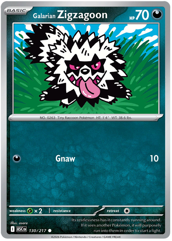 Galarian Zigzagoon (Dusk Ball) #130/217 Reverse Holo | Mega Evolution – Ascended Heroes