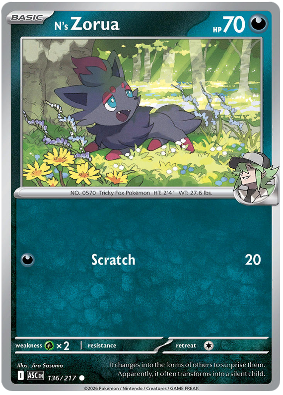 N's Zorua #136/217 Common | Mega Evolution – Ascended Heroes