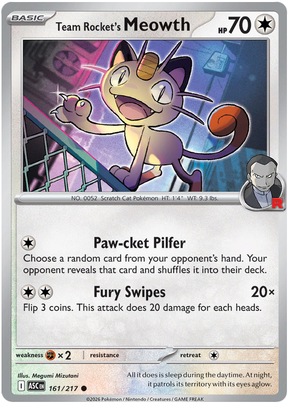 Team Rocket's Meowth #161/217 Common | Mega Evolution – Ascended Heroes