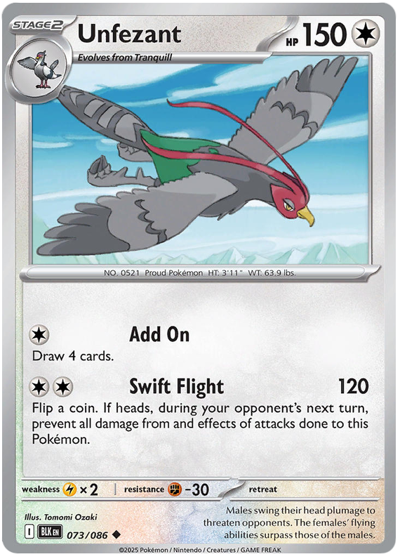 Unfezant #073/086 Uncommon | Scarlet & Violet – Black Bolt