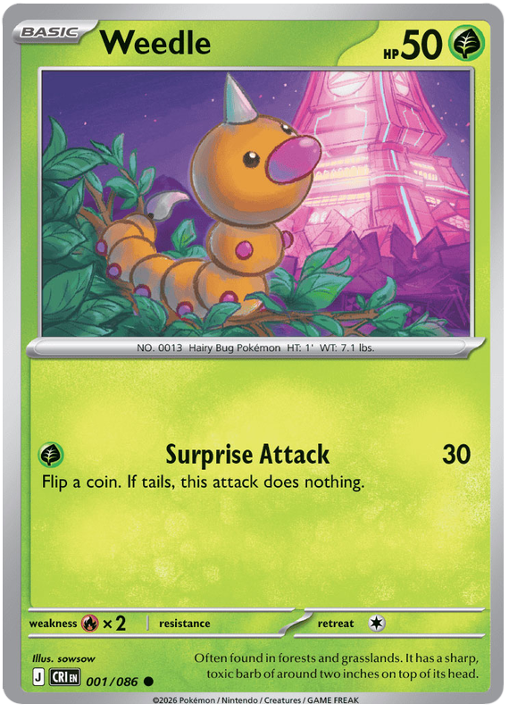 Weedle #001/086 Common | Mega Evolution – Chaos Rising
