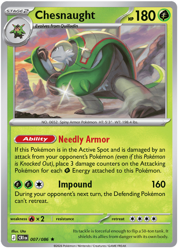 Chesnaught #007/086 Holo Rare | Mega Evolution – Chaos Rising