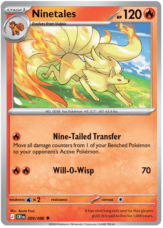 Ninetales #009/086 Uncommon | Mega Evolution – Chaos Rising