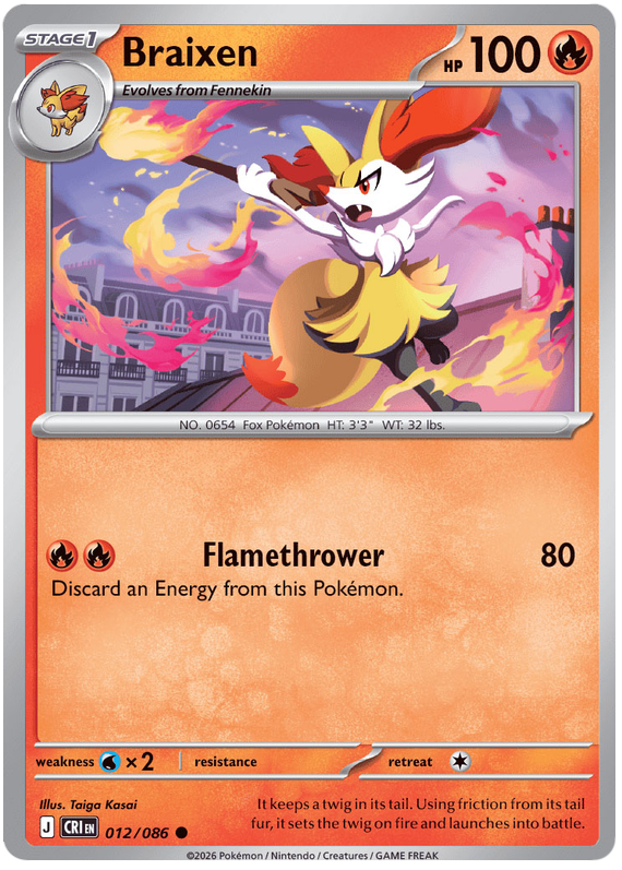 Braixen #012/086 Common | Mega Evolution – Chaos Rising