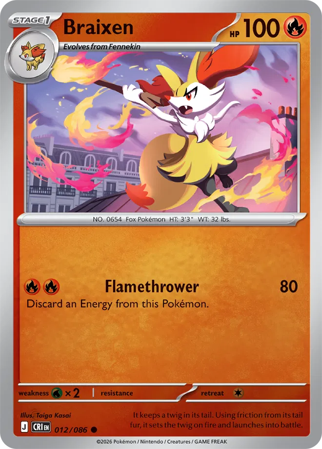 Braixen #012/086 Reverse Holo | Mega Evolution – Chaos Rising