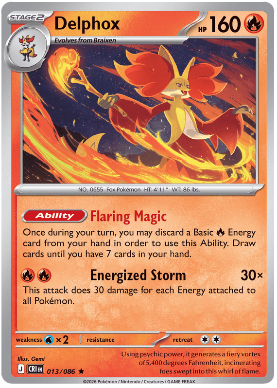 Delphox #013/086 Holo Rare | Mega Evolution – Chaos Rising
