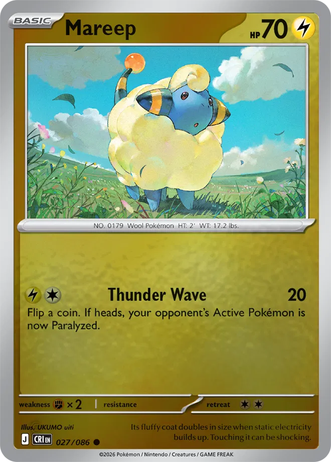 Mareep #027/086 Reverse Holo | Mega Evolution – Chaos Rising