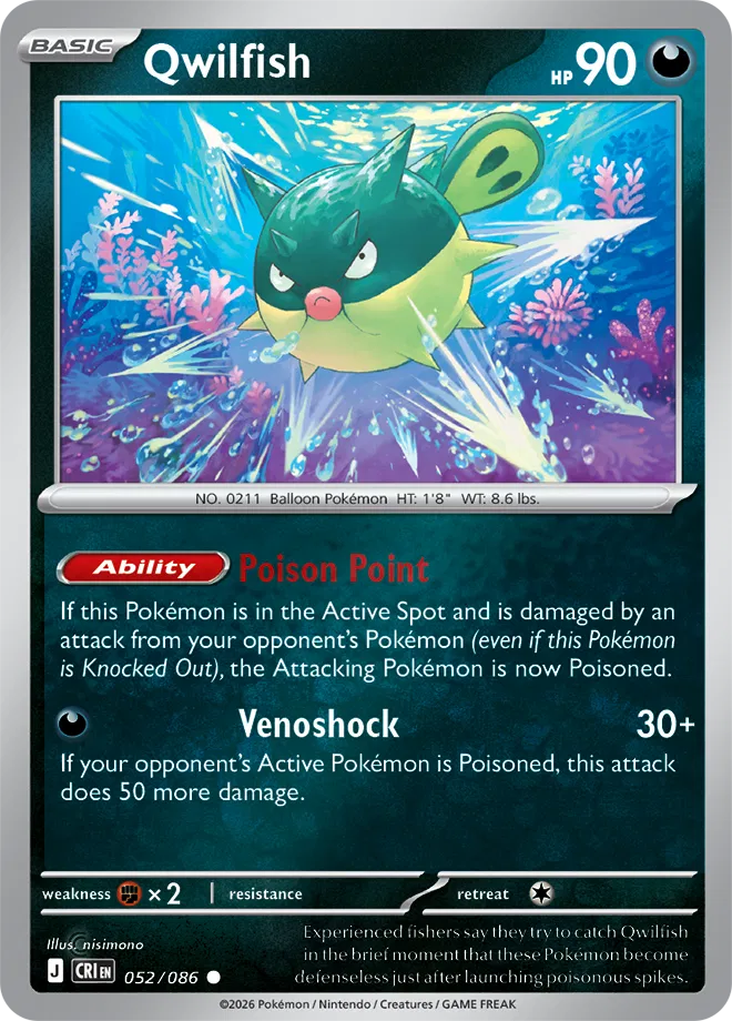 Qwilfish #052/086 Reverse Holo | Mega Evolution – Chaos Rising