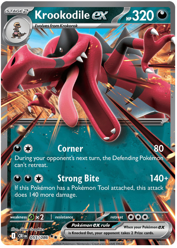 Krookodile ex #055/086 Double Rare | Mega Evolution – Chaos Rising