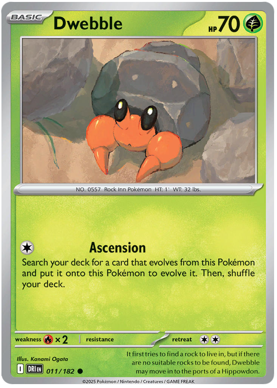 Dwebble #011/182 Reverse Holo | Scarlet & Violet – Destined Rivals