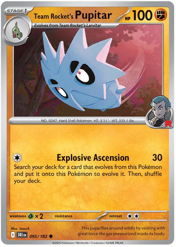 Team Rocket's Pupitar #095/182 Reverse Holo | Scarlet & Violet – Destined Rivals