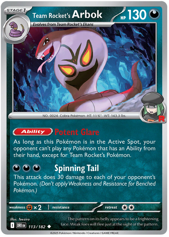 Team Rocket's Arbok #113/182 Reverse Holo | Scarlet & Violet – Destined Rivals
