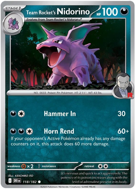 Team Rocket's Nidorino #118/182 Common | Scarlet & Violet – Destined Rivals
